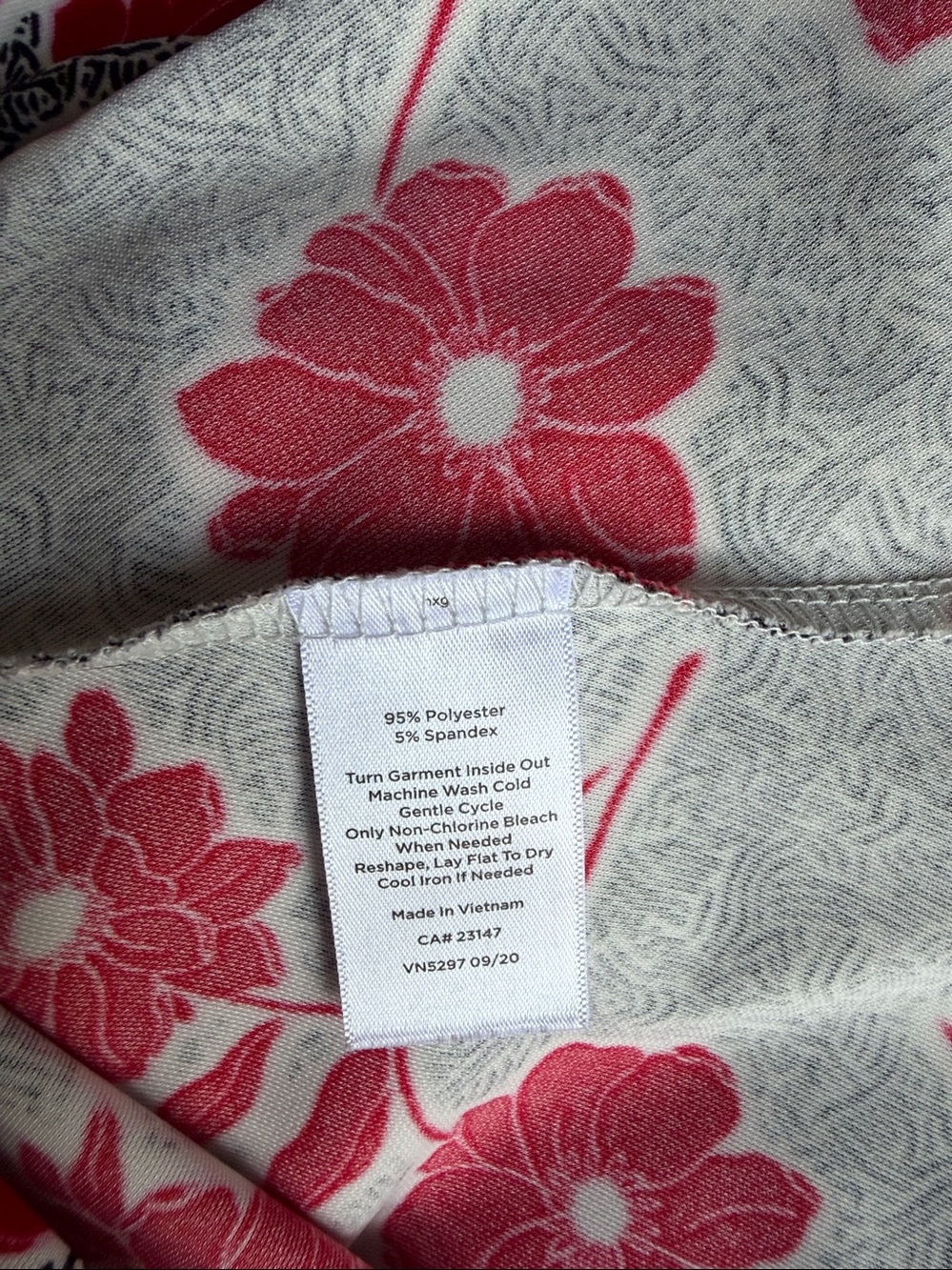 Talbots Red Floral Midi Dress on Gray Ground - Picture 5 of 5